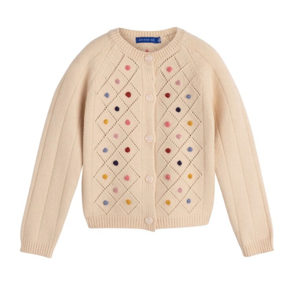 MAISON ME Women's Serena Dot Cardigan, Cream